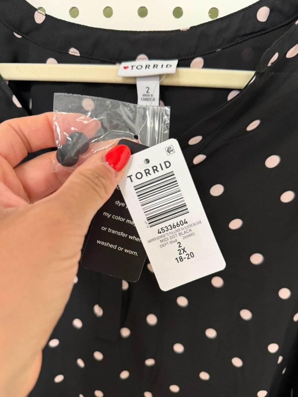 Torrid Harper Georgette Straight Hem Blouse Pullover Polka Dot Womens 2X NWT - Picture 8 of 10